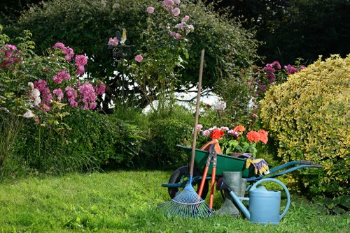 Colindale garden scene showing diverse community members enjoying outdoor space
